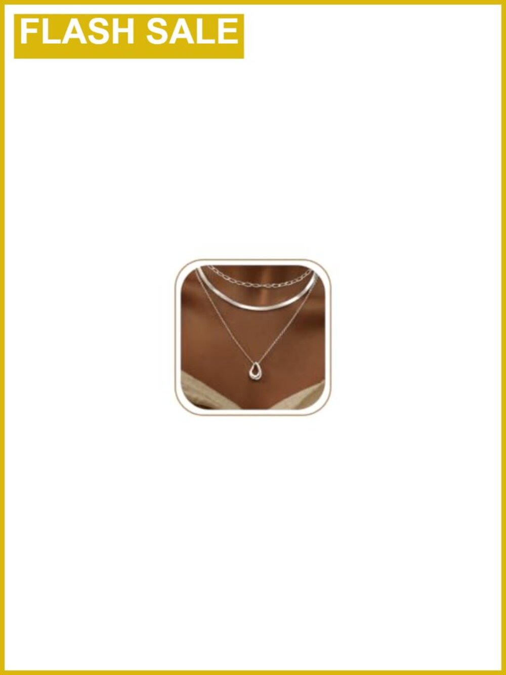 14k Gold Plated Stackable Drop Pendant Necklace Set Waterproof Herringbone